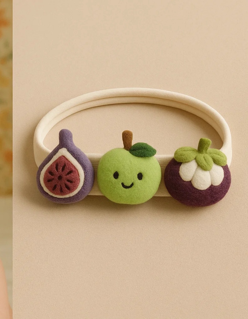 Tropical Delight on Your Baby’s Head – Fig, Green Apple, and Mangosteen Plush Baby Headband!