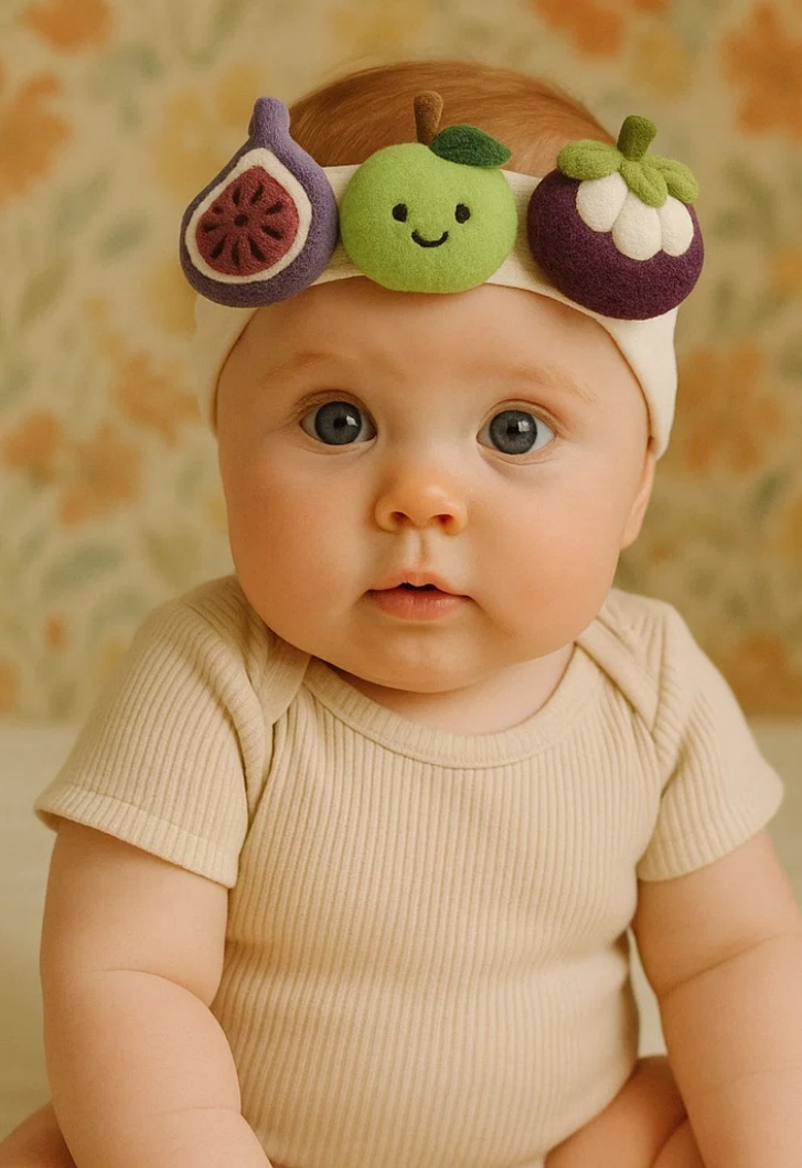 Tropical Delight on Your Baby’s Head – Fig, Green Apple, and Mangosteen Plush Baby Headband!