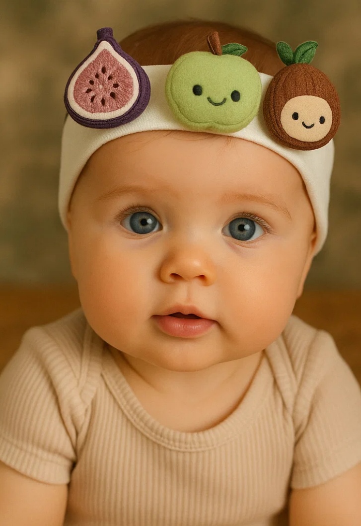 Tropical Trio on Your Baby’s Head – Fig, Green Apple, and Coconut Plush Baby Headband!