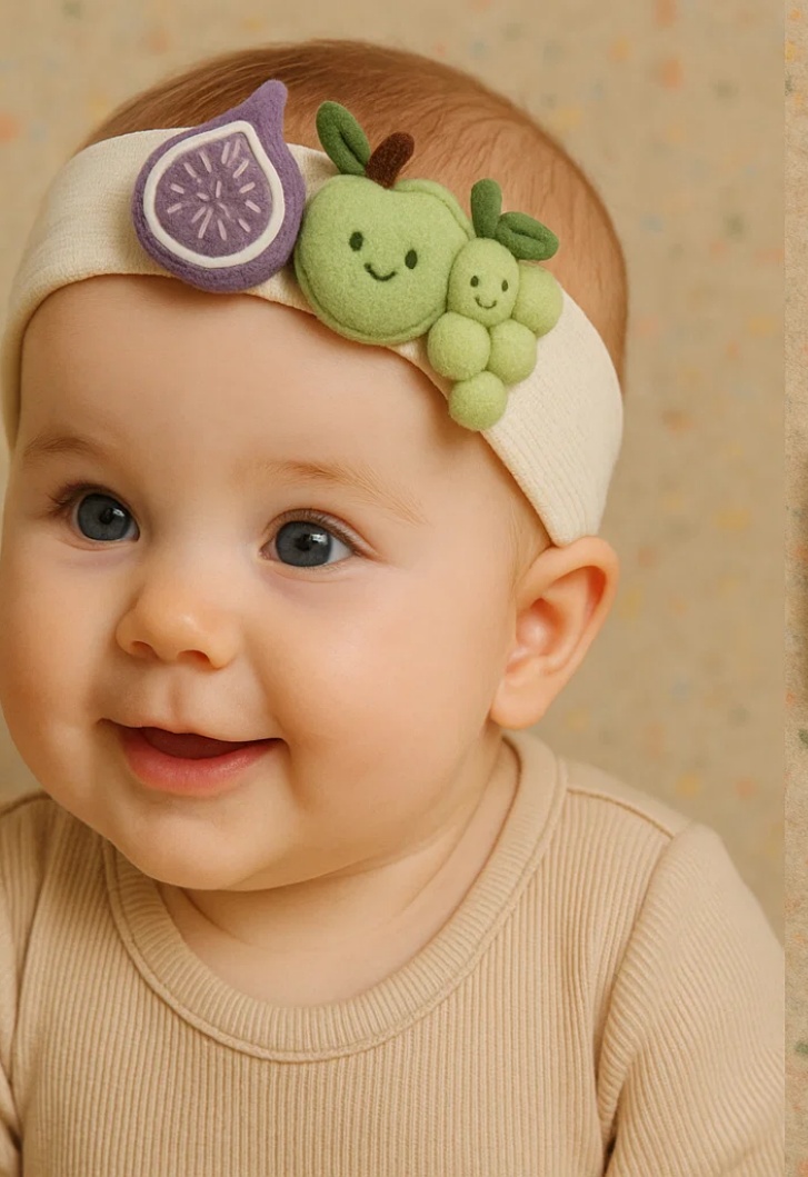 Fresh and Fruity on Your Baby’s Head – Fig, Green Apple, and Green Grape Plush Baby Headband!