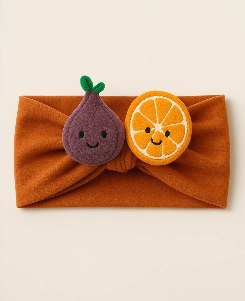 Diadema para bebé con diseño de naranja y lazo