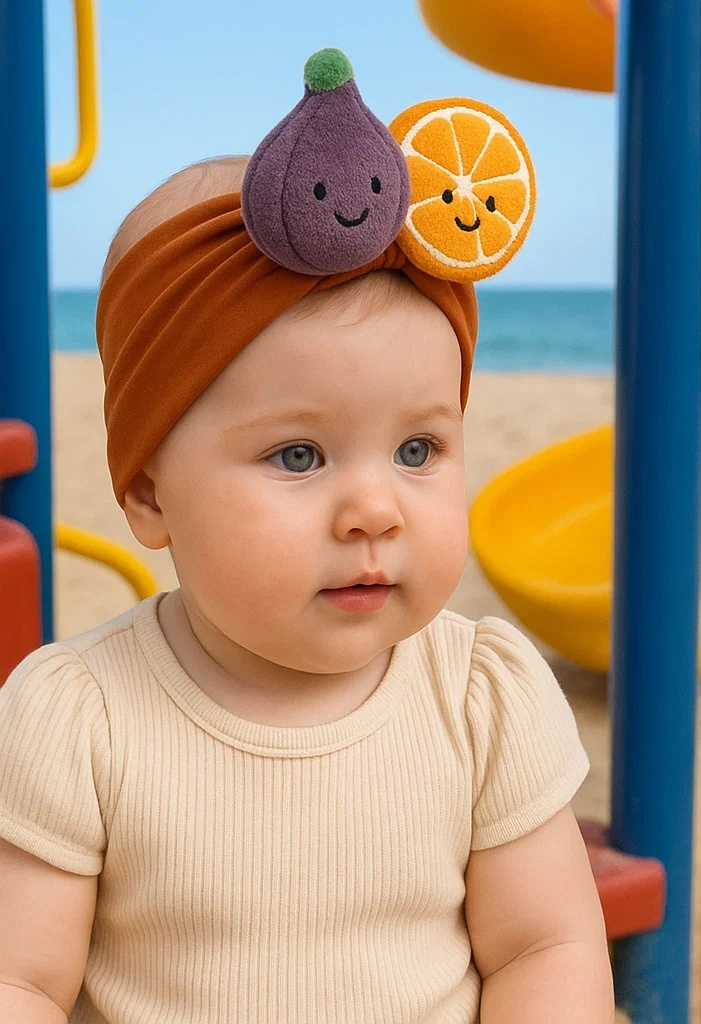 Diadema para bebé con diseño de naranja y lazo