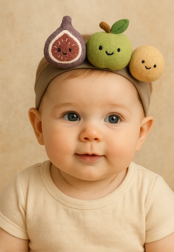 Fruchtsalat auf dem Kopf deines Babys – Feige, Grüner Apfel und Longan Plüsch Baby Haarband!