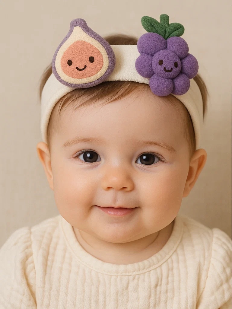 Bandeau pour bébé avec design de figue et raisin