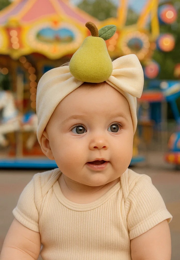 Pear-Themed Baby Headband with Bow