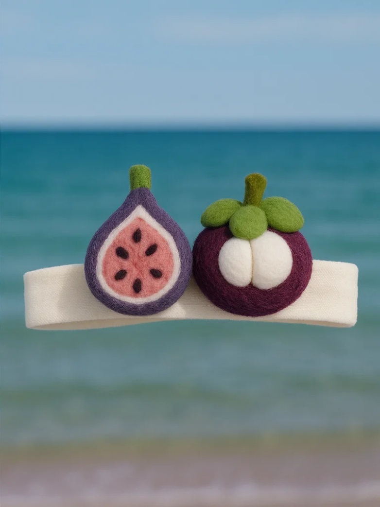 Baby Headband with Fig and Mangosteen Plush Toys