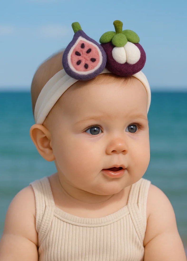 Baby Headband with Fig and Mangosteen Plush Toys