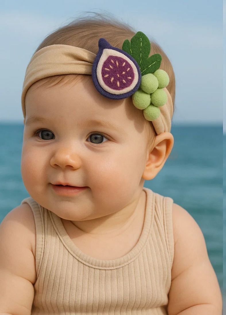 Faixa para Bebê com Brinquedos de Pelúcia Figo e Uva Verde