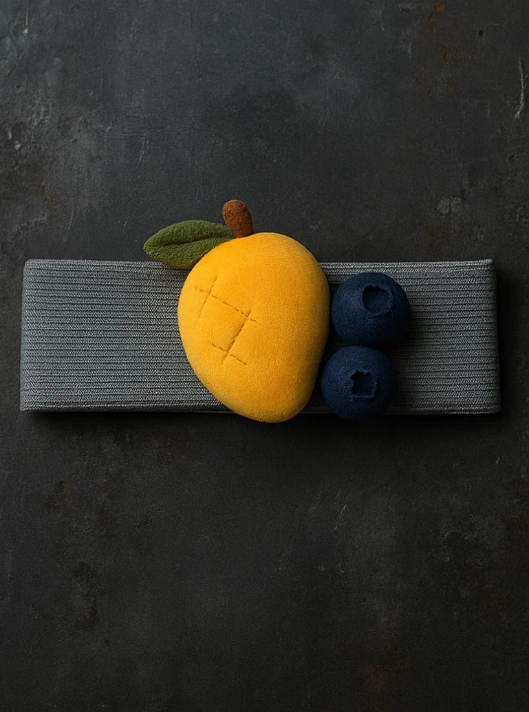 Fresh and Fruity: Mango & Blueberry Baby Headband – Cutest Fruit Combo Ever!
