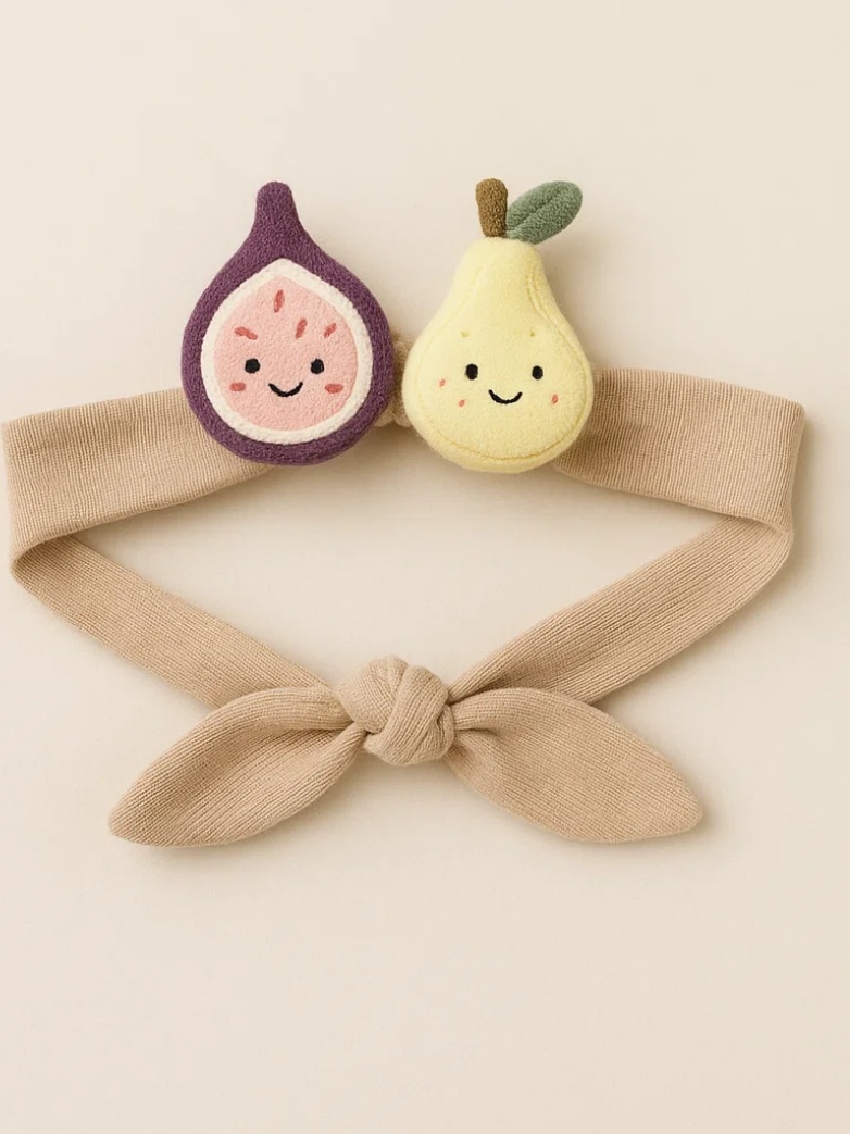 Baby Headband with Fig and Snow Pear Plush Toys