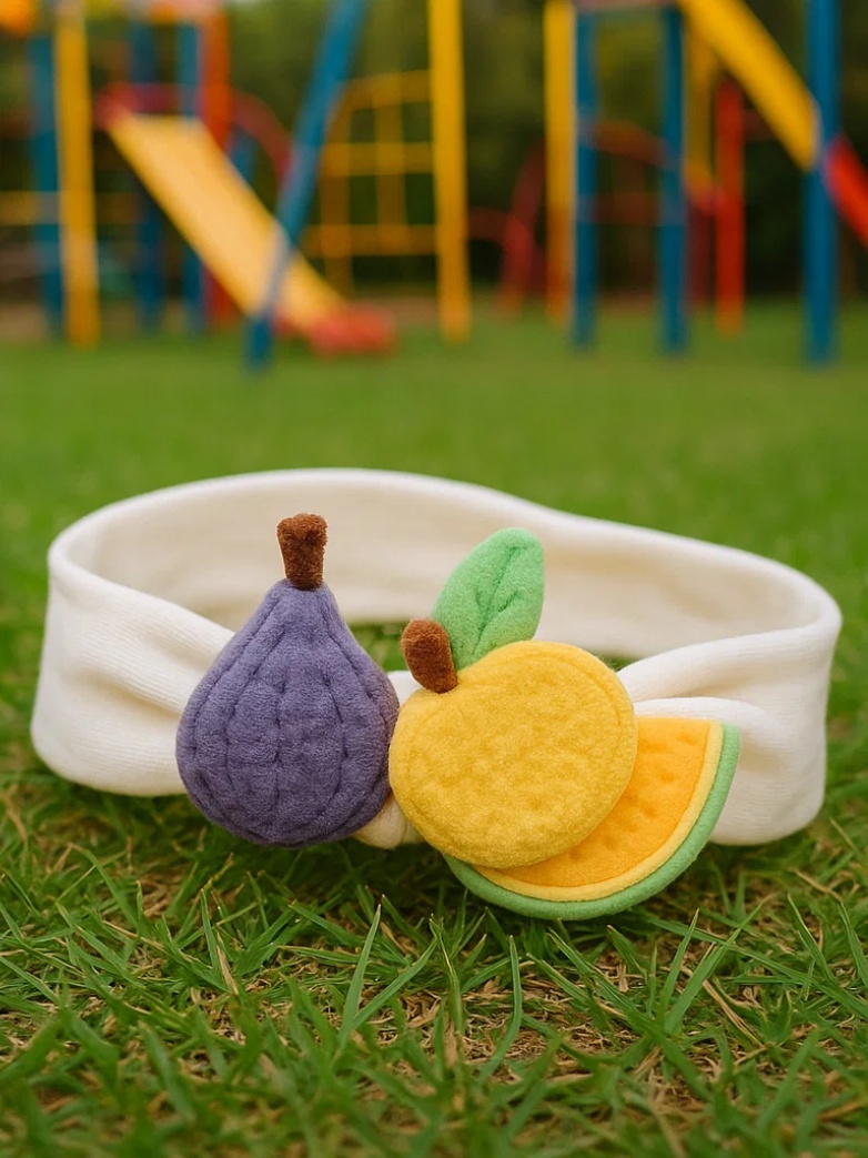 Baby Headband with Fig and Cantaloupe Plush Toys