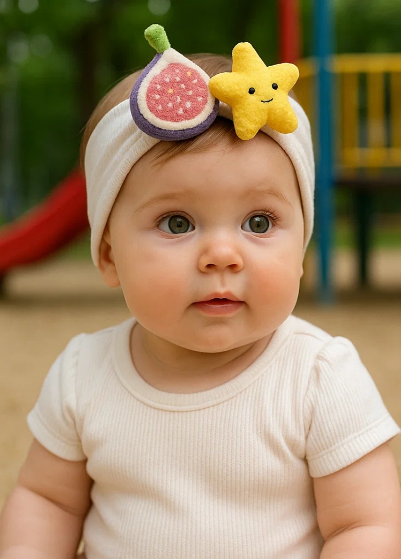 Baby Headband with Fig and Starfruit Plush Toys