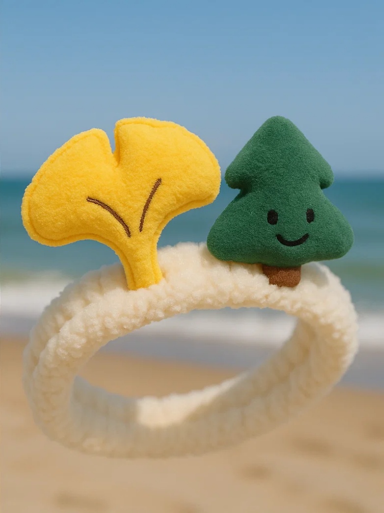 Baby Headband with Apricot Tree and Palm Tree Plush Toys