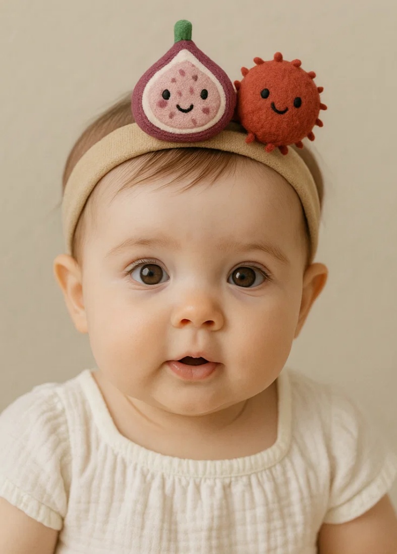 Baby Headband with Fig and Rambutan Plush Toys