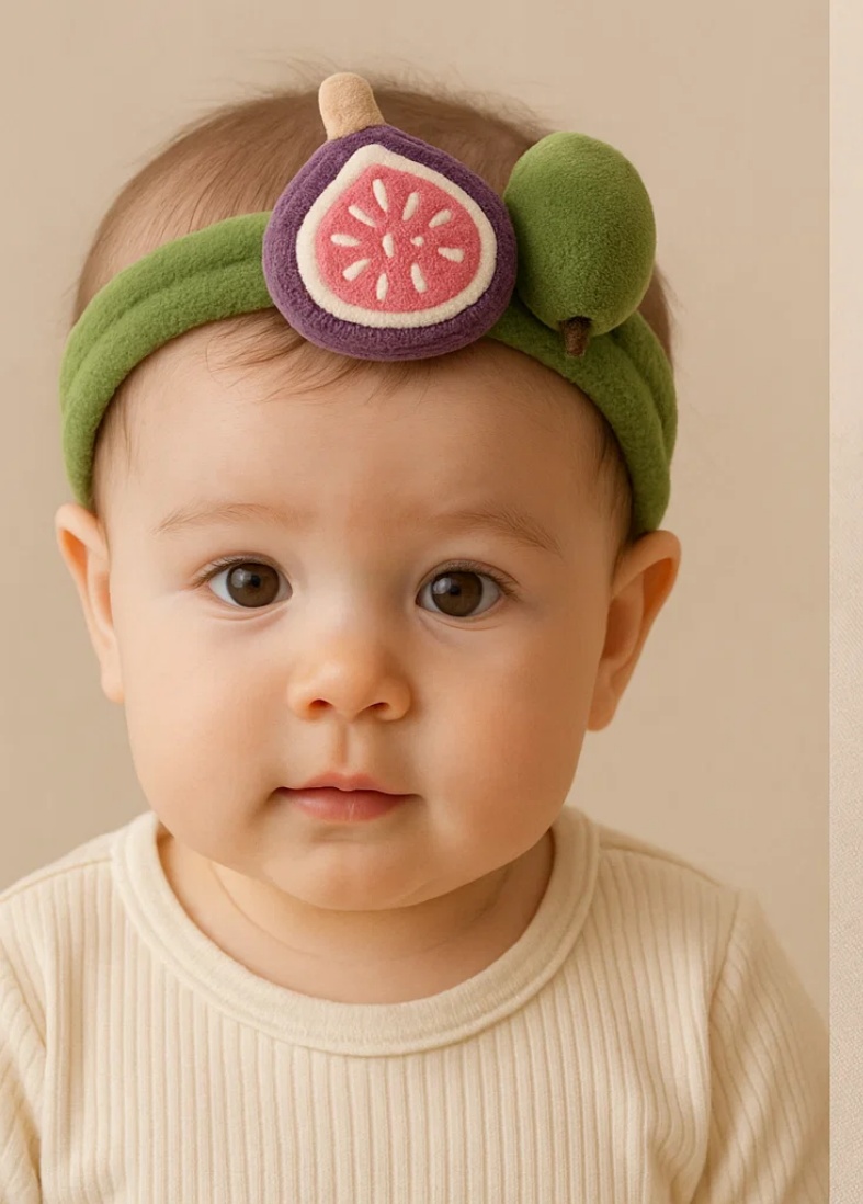 Baby Headband with Fig and Olive Plush Toys