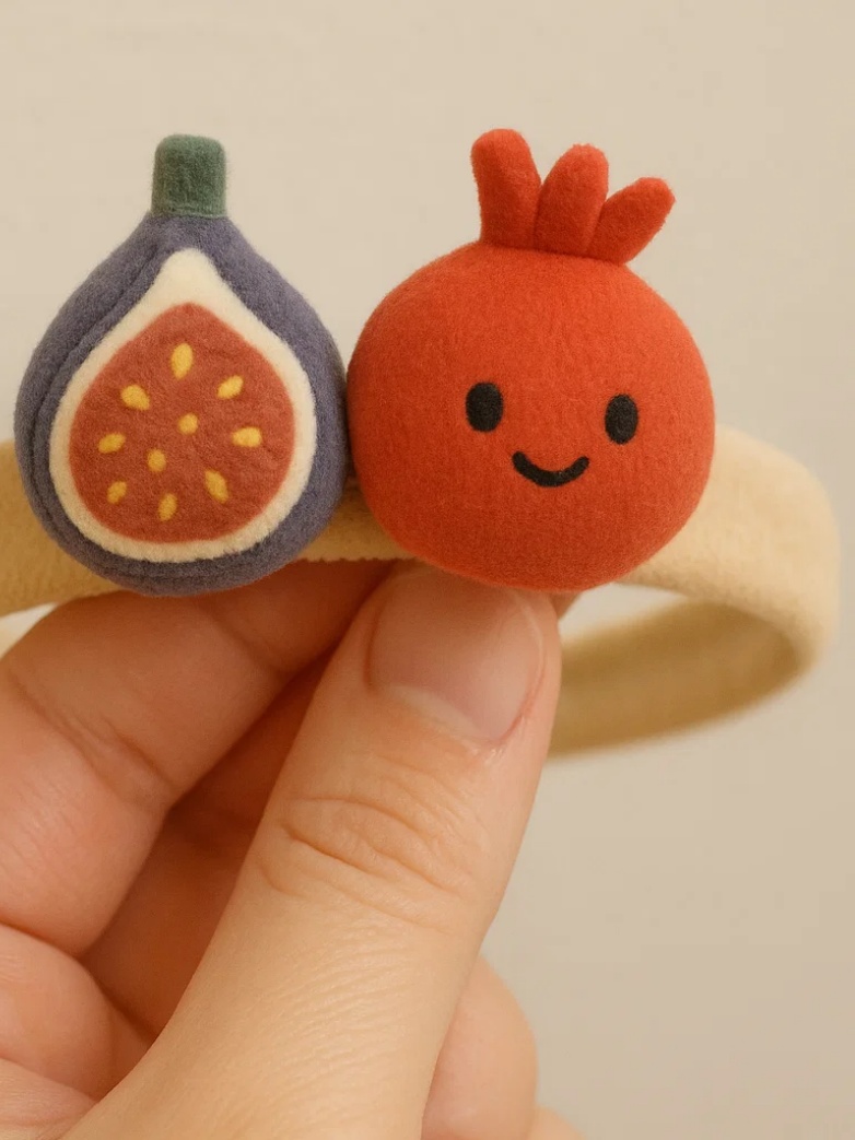 Baby Headband with Fig and Pomegranate Plush Toys