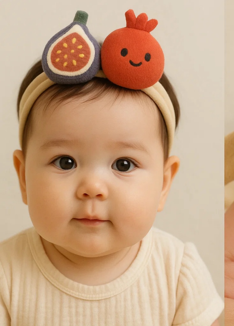 Baby Headband with Fig and Pomegranate Plush Toys
