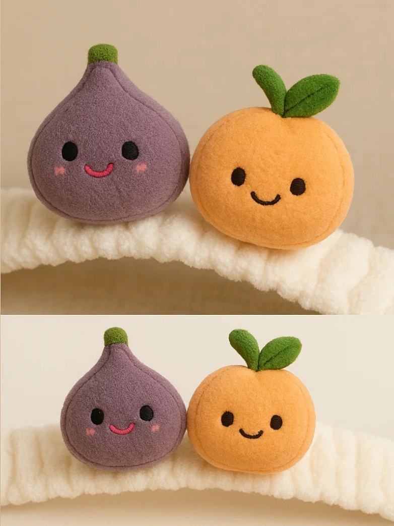 Baby Headband with Fig and Kumquat Plush Toys