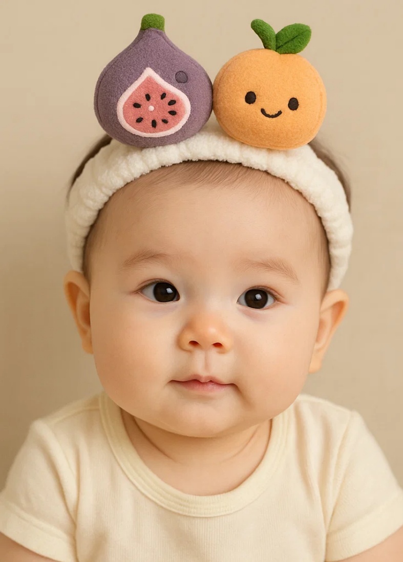 Baby Headband with Fig and Kumquat Plush Toys