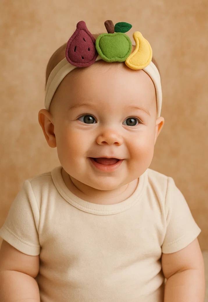 Fruit Party on Your Baby’s Head – Fig, Green Apple, and Banana Plush Baby Headband!