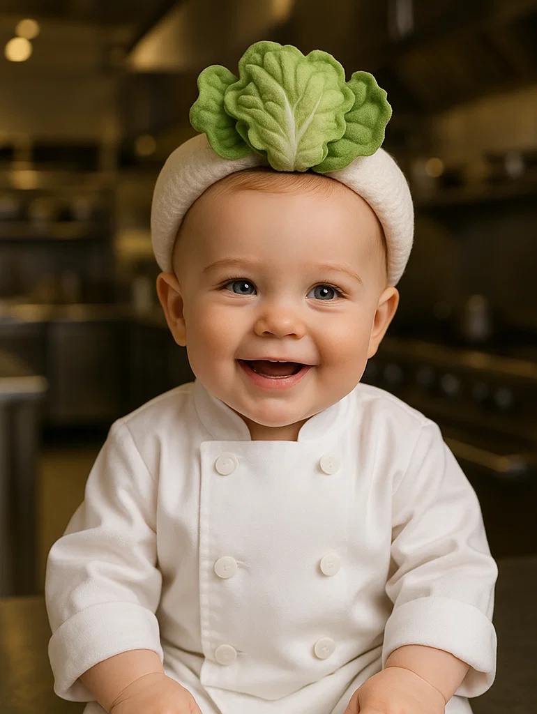 Baby Chef Headband – Cabbage Leaf Edition