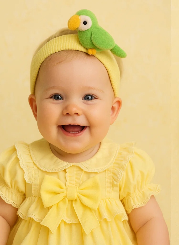 Bright Green Parrot Baby Headband – Colorful and Fun