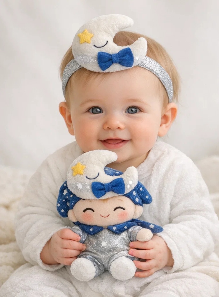 Adorable Baby Headband with Removable Plush Starry Characters
