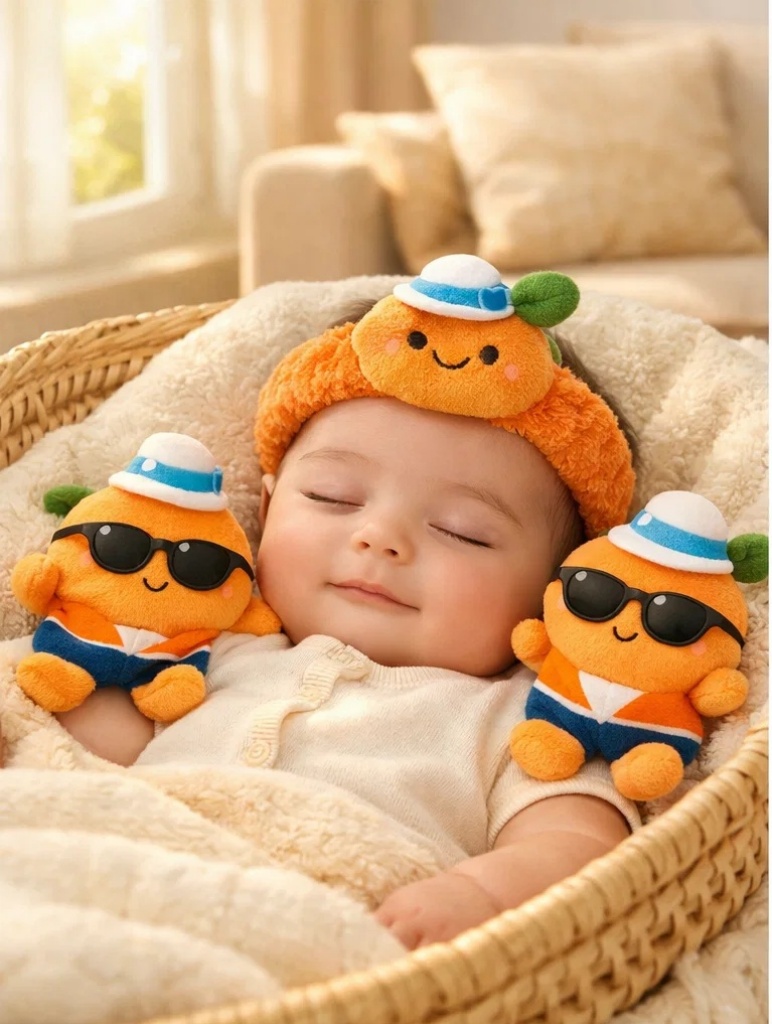 Orange-Themed Plush Baby Headband with Matching Toys - Product 1