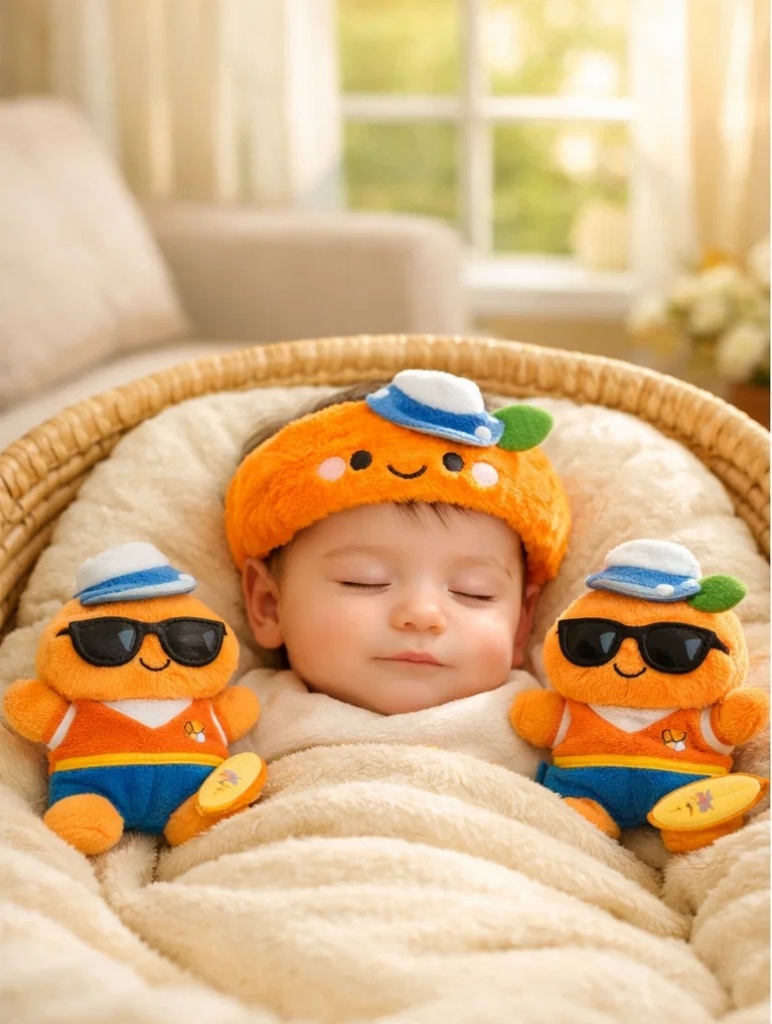 Orange-Themed Plush Baby Headband with Matching Toys - Product 2