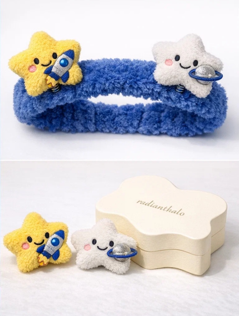 Removable Moon and Star Plush Baby Headband for Photos