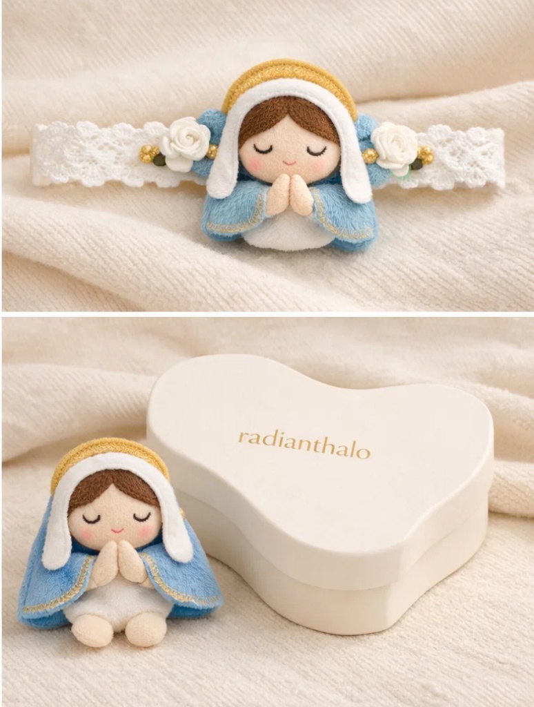 Baby Headband with Angel Prayer and Floral Design