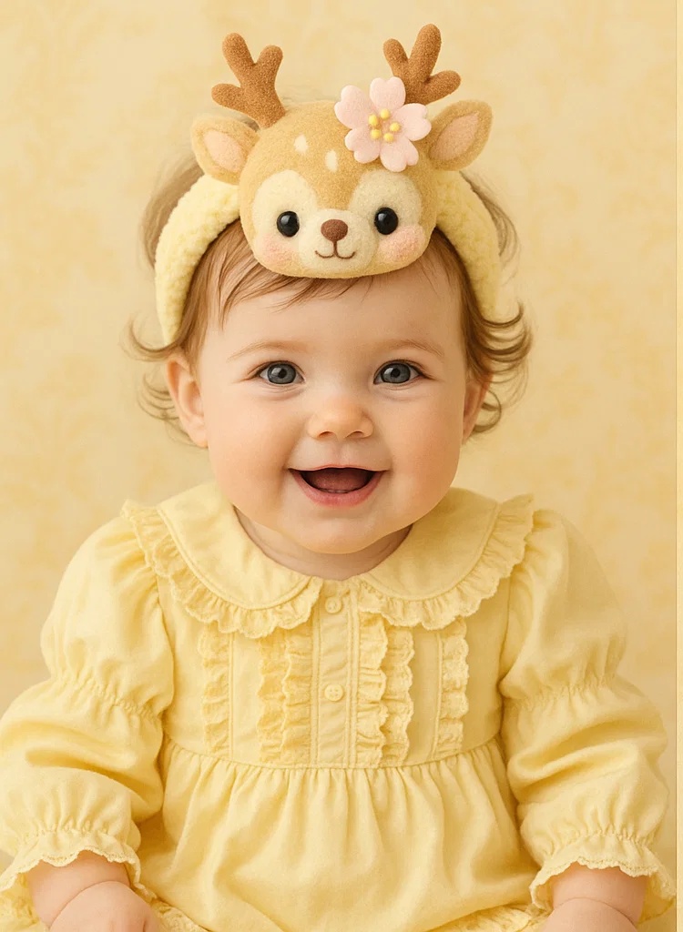 Deer Baby Headband with Flowers – Charming and Elegant