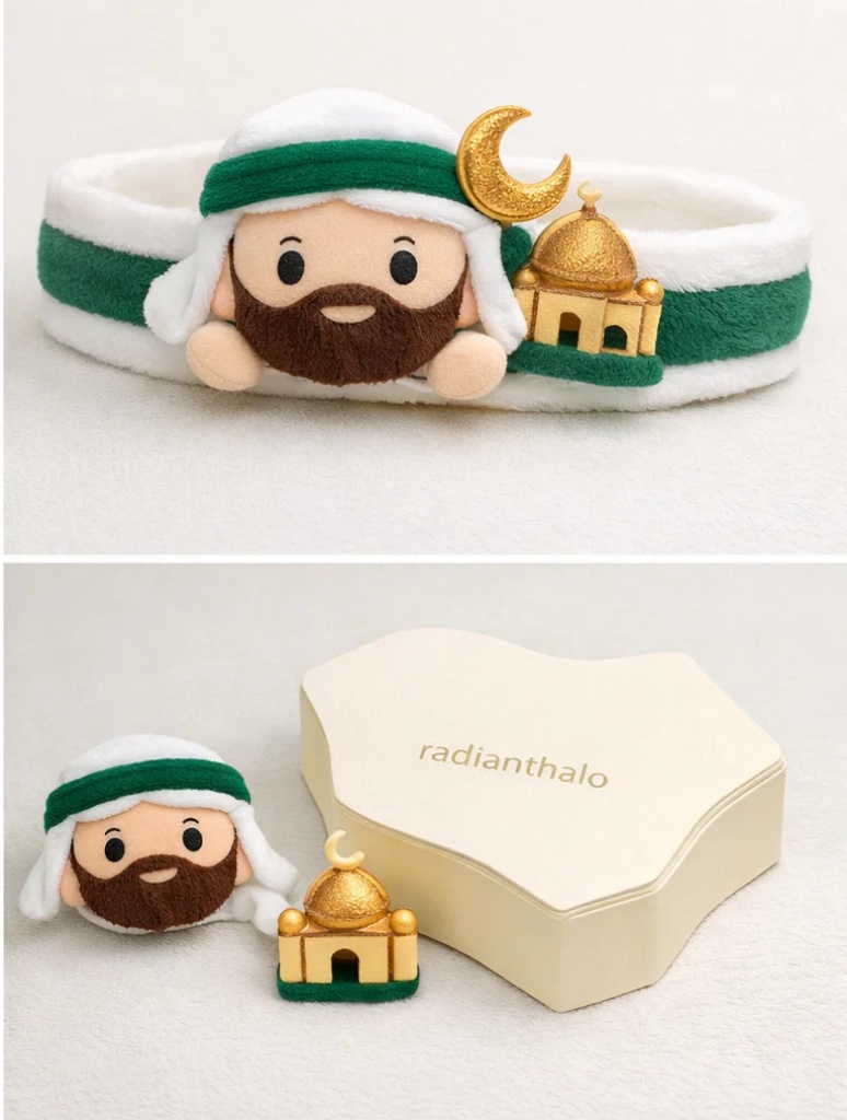Baby Headband with Green Crescent and Mosque Design