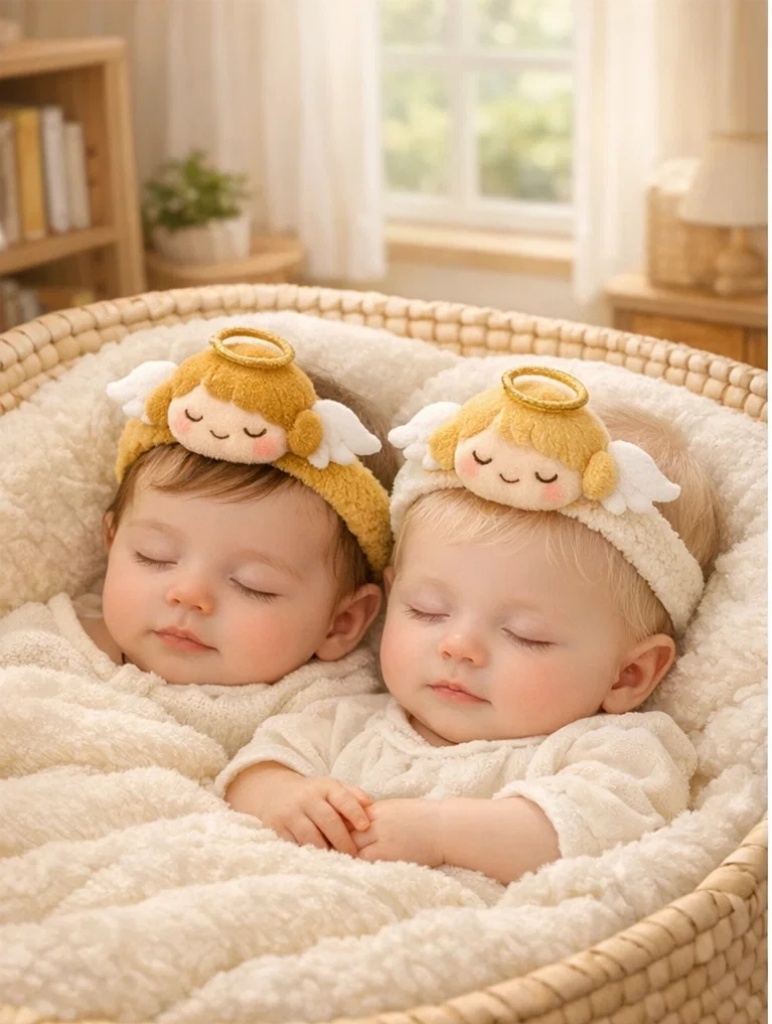Angel-Themed Plush Baby Headbands for Twins - Product 7