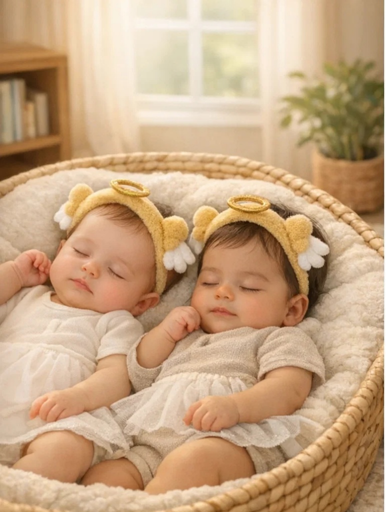 Angel-Themed Plush Baby Headbands for Twins - Product 8