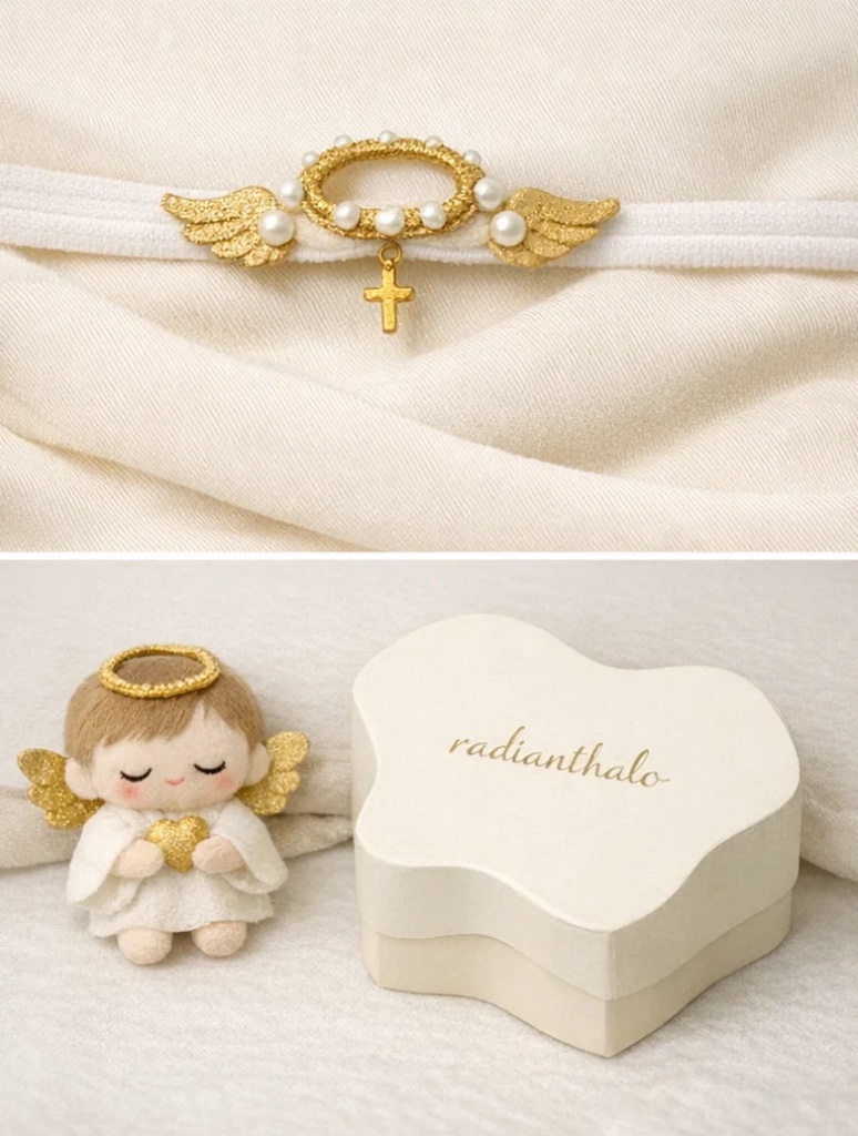 Baby Headband with Angel Wings and Heart Design