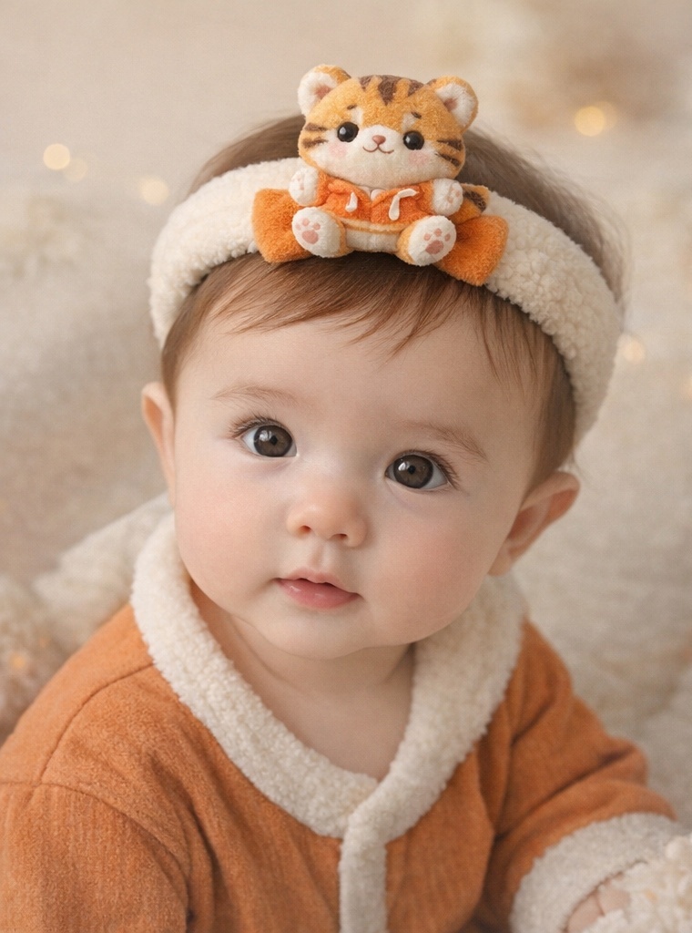 Tiger Baby Headband with Plush Tiger Design