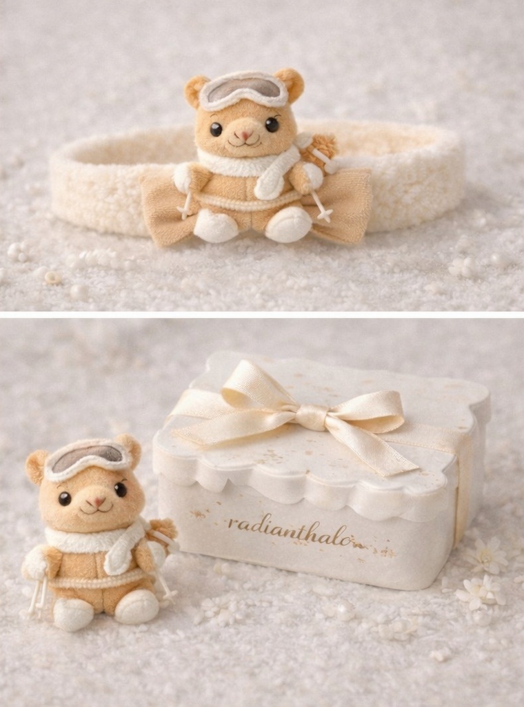 Bear Baby Headband with Ski Gear Design