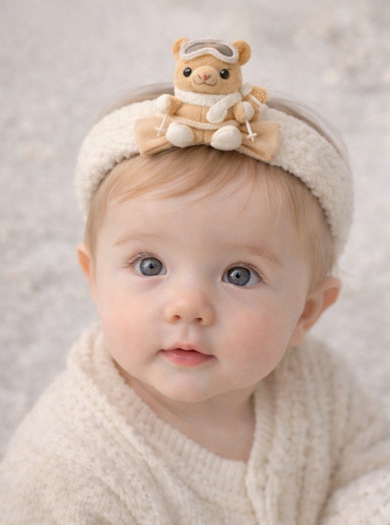 Bear Baby Headband with Ski Gear Design