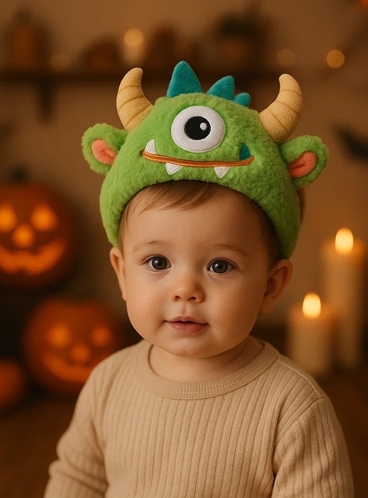 Faixas de cabelo fofas para bebês com brinquedos de pelúcia de Halloween – perfeitas para fotos de bebês B端 – Clientes B端 vão amar este produto!