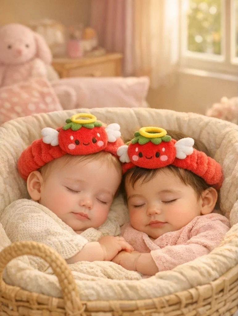 Strawberry-Themed Angel Baby Headbands for Twins - Product 10