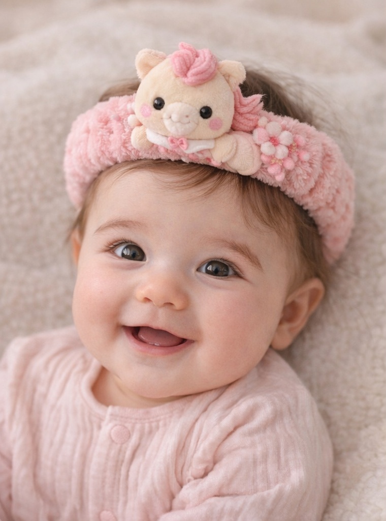 Unicorn Baby Headband with Pink Plush Design