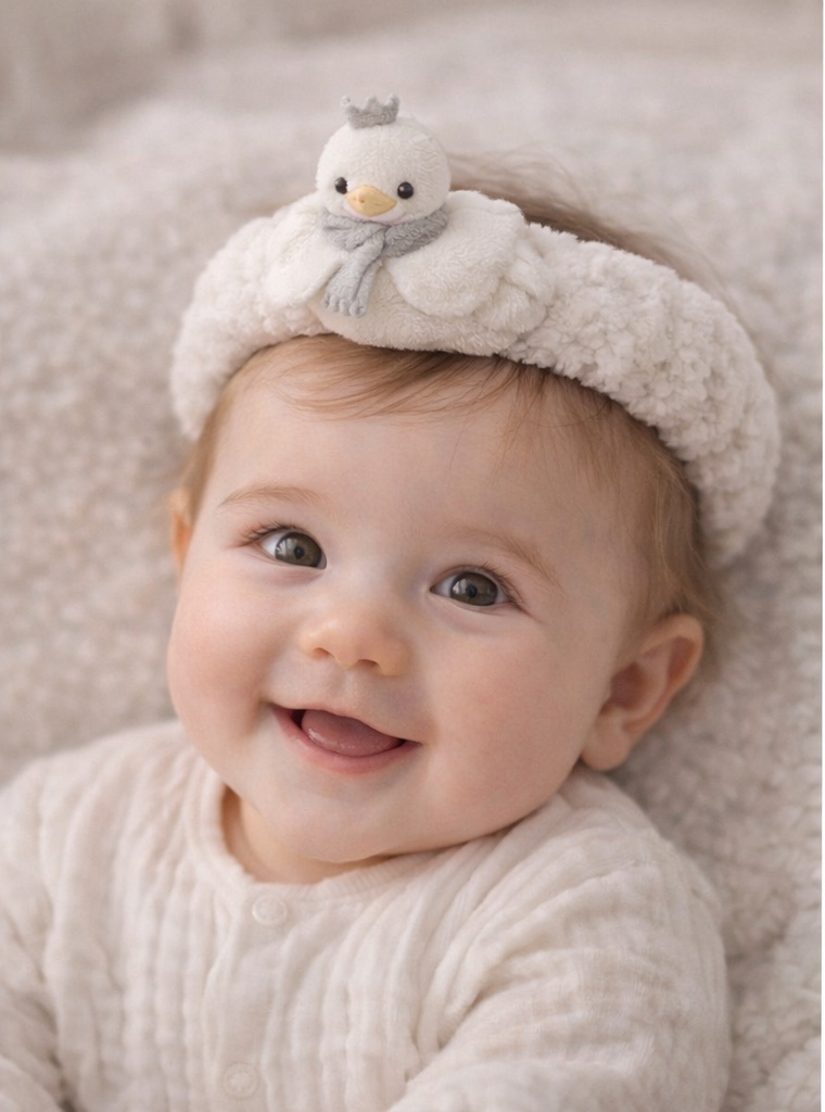Swan Baby Headband with Crown Design