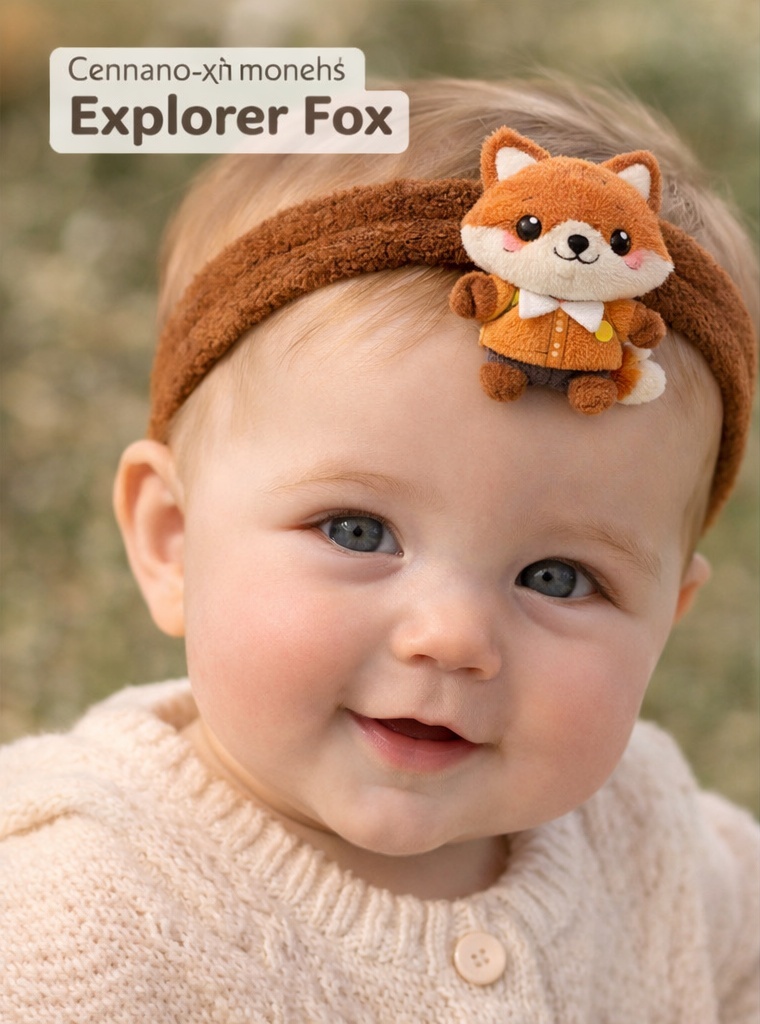 Explorer Fox Baby Headband with Brown Band