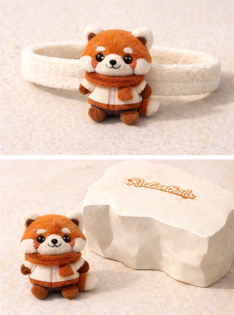 Snow Red Panda Baby Headband with Cozy Outfit