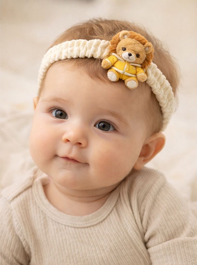 Lion Baby Headband with Yellow Tracksuit Style