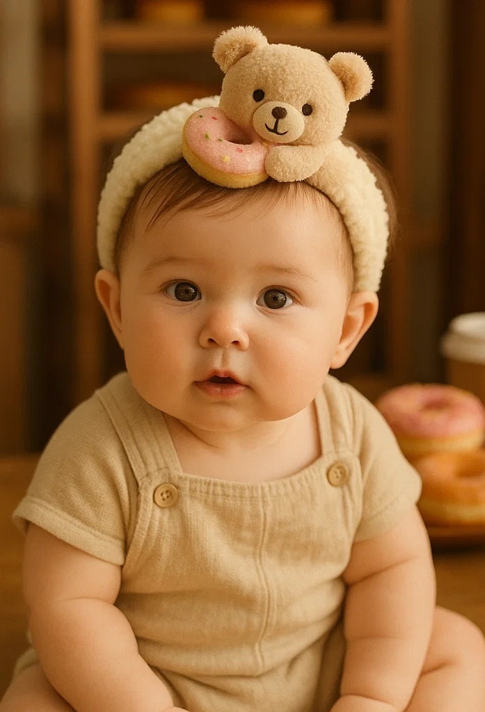 Charming Baby Headbands with Bear and Waffle Accessories – A Must-Have for Photogenic Moments!