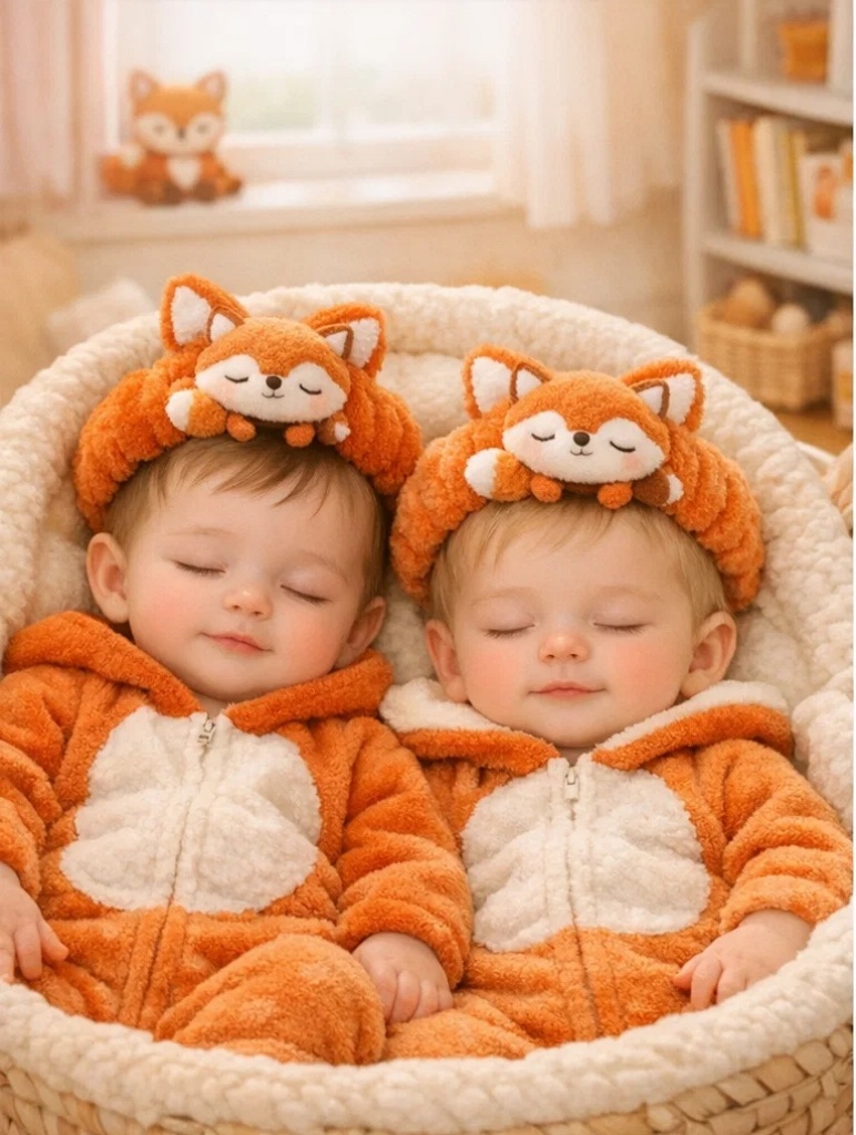 Liška Dvojčata Dětské Čelenky pro Zábavné Fotografování Dvojčat