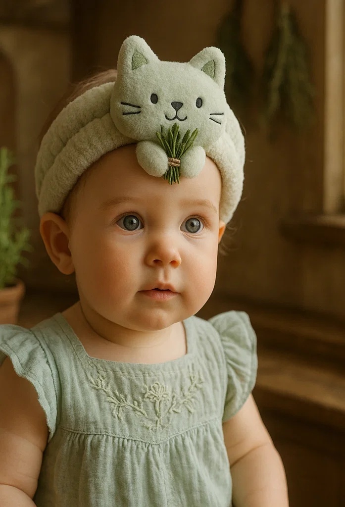 Comfortable Baby Headbands for Photoshoots – Cartoon Cat Plush with Elastic and No-Slip Design