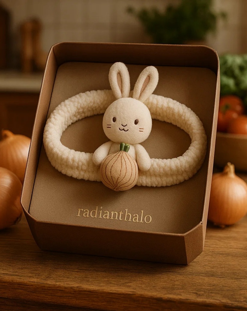 Removable Bunny Headband with Cute Onion Detail for Trendy Baby Pictures